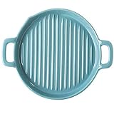 Tonwaren Maler Teller Fisch Platte Bodenplatte Steak-Platte Tablett mit Griff (1 Satz von 2 Stück) (Color : Blue)