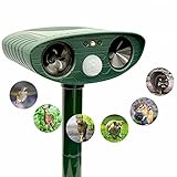 Ultraschallabwehr Tiervertreiber Katzenschreck Tierabwehr mit Solar Bewegungsmelder und Blitz | Wasserdicht für G
