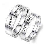 AOTIWE Bandring Frauen, Verlobungsring Damen mit Gravur 'Love you most/more' Edelstahl Silber W 54 &M 54