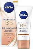 NIVEA BB 5 in 1 Tagespflege 24h Feuchtigkeit (50 ml), BB Cream für mittlere bis dunkle Hauttypen mit LSF 15, getönte Tagescreme mit Bio Jojoba-Öl & Make-up Pig