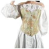 Corsage Damen Corset Top Vintage, Gothic Korsett Korsage Bustier Vollbrust Sexy Schnür Satin Waist Crop Shapewear Slim Body Shaper Mieder Shirts Retro Mit Träger Frauen Bridal Wäsche schnü