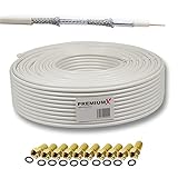 PremiumX 30m Basic Koaxialkabel 135dB 4-Fach SAT Antennenkabel Koaxkabel DVB-S / S2 DVB-C DVB-T BK Anlagen SAT-Kabel 10x F-Steck