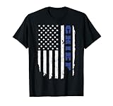 Police Chief Thin Blue Line USA Flagge T-S