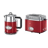 Russell Hobbs Toaster + Russell Hobbs Wasserkocher Retro rot [Energieklasse A] [Energieklasse A] [Energieklasse A]