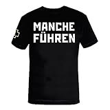 Rammstein Herren T-Shirt Manche Führen Manche Folgen, Offizielles Band Merchandise Fan Shirt schwarz mit weißem Front und Back Print (3XL)