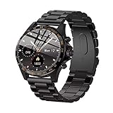 YPZ Herren Smart Watch IP68 Wasserdicht Pulsmesser Voller Touchscreen Sport Fitness Business Mode Stil Uhren LW09(G)