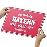 Elbeffekt Fussball Bayern Schild aus Holz - personalisierbares Geschenk - Wohnzimmer Deko - Opt. Beleuchtung - personalisierbar zum Hinstellen/Aufhängen - Bayern Geschenk - persönliches Geschenk