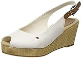 Tommy Hilfiger Damen Iconic ELBA Sling Back Wedge Peeptoe Sandalen, Weiß (Ivory Ybi), 41 EU