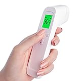 Fieberthermometer kontaktlos infrarot Stirnthermometer für Babys Erwachsene sofortiger exakter digitaler Lesung, mit 3 Farbanzeigen (rot/blau/grün), Fieberalarm und Memory-Funktion, LCD-Display