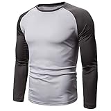 QWERD Herren T-Shirt Langarmshirt Top Herren Kontrast Beiläufiges dünnes langärmliges T-Shirt Hemd Herren Slim Fit Sweatshirt Raglan T-Shirt Männer Rundhals Pullover Pulli Hemd Shirt Ob