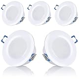 sweet-led, 5er IP44,LED Bad Einbaustrahler , 230V ultra flach 6,5W warmweiß - kaltweiß , rund Weiß ,Bad Einbauspots Einbauleuchten Badleuchten (5er-Warmweiß)