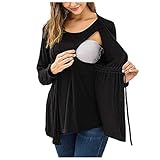 pitashe_Stillshirt Deals, Umstandstop Damen Umstands Stilltop Rundhals Spitze Langarmshirt Top Stilloberteil Stillen Weste Umstandsmode Stillanzug Oberteile Top Schwanger T-Shirt Shirt U