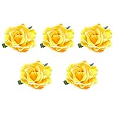 Lurrose 5 Stück 10 cm Stoffblumen-Brosche Brautschmuck lebensechte Rose Corsage Blume Haarspange Kleid Pins für Hochzeit (gelb)