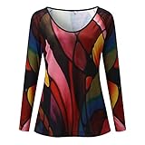 NP Herbst Frauen Langarm Bluse Geometrie Langarm Lässige T-Shirt B