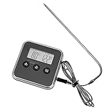 ZHWYD Digitalofen Thermometer Küchenfutter Kochen Fleisch BBQ Sonden-Thermometer mit Timer-Wasser-Milchtemperatur-Kochwerkzeuge (Color : A)