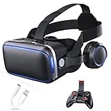 3D Brille, Virtual Reality Brille Headset Handy Augenschutz VR Brille für 3D Film und Spiele, Bluetooth Controller für iPhone 13 Pro Max/13 Pro/13/12/11, für Samsung Galaxy S21, Huawei, Xiaomi-S