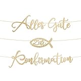 BETESSIN Alles Gute zur Konfirmation Girlande Dekoration Papier Taufe Mädchen Junge Deko Banner Kommunion Party (Gold)