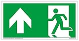 Schild Notausgang | extra langnachleuchtend | PVC selbstklebend 297x148mm | gemäß ASR A1.3 DIN 7010 DIN 67510 | Notausgangsschild Links aufwärts geradeaus | Fluchtweg Rettungsweg | Dreifke® extra 160