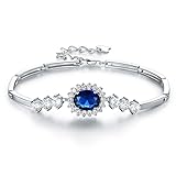 925 Sterling Silber Armbänder Damen Verstellbar Funkeln Saphir Prinzessin Diana Armband Frauen Schmuck Geschenke für Mama Frau Mädchen mit exquisiter Geschenkbox