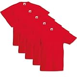 Fruit of the Loom 5 Kinder T-Shirts Valueweight 104 116 128 140 152 Diverse Farbsets auswählbar 100% Baumwolle (152, Rot)