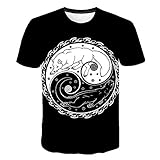 NSBXDWRM 3D Print T Shirt,Unisex Crewneck Cool Short Sleeve T-Shirts Kreative Persönlichkeit Schwarz Weiß Tai Chi Klatsch 3D Grafik Drucken Tops Paar Lässigen Sommer Tees Tops,XXXL
