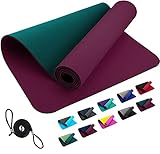 FLXYA TPE Sportmatte Fitnessmatte 183 x 61 x 0,6 cm - Aubergine Moosgrün rutschfeste Matte Home Workout Outdoor Turnmatte Gymnastikmatte Yogamatte Trainingsmatte schadstofffrei Lila Dunkelgrün G