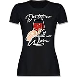 Frauen Geschenk Damen - Die TUT nix die Will nur Wein - Glitzereffekt - weiß - M - Schwarz - L191 - L191 - Tailliertes Tshirt für Damen und Frauen T-S