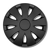 Radkappen schwarz matt 15 Zoll - Radzierblenden für Stahlfelgen - Alufelgen Look Radblenden Für die meisten Marken und Felgen - Europäisches Produkt aus recyceltem Kunststoff - 4er Set Zierkapp