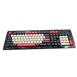 JIANGJUNWUDI Tastatur-Tastenkappen, 104Pcs Pbt-Tastenkappen 5-seitig gefärbte Sublimation Laser-gravierte Tastenkappe OEM-Profil Professionelles mechanisches Tastaturzubehör-Earl Red Seiteng