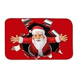 Groust Weihnachtsteppich 3D rutschfeste Boden Weihnachtsdruck Teppich Wohnzimmer Boden Küche Badezimmer Teppich Küche Zimmer Badezimmer Schlafzimmer Matte Bodenteppich Home Küche B