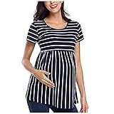 Damen Stillshirt Kurzarm Umstands Nursing T-Shirt Tops süßer Baby-Fußab Druck Schwangere Kurzarm Umstandskleidung Umstandskleid Stillshirts Schwangerschaft Umstandsmode Sommer Tops Umstandstop