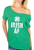 Awkward Styles Irish AF T-Shirt Schulterfreies Kleeblatt Dolman Tops für Frauen - Grau - M