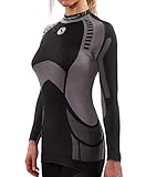 Sesto Senso® Damen Funktionsunterwäsche Shirt Langarmes Top Unterhemd Schnelltrocknend Funktionsshirt Skiunterwäsche Skibekleidung Sportbekleidung Fahrrad Motor - THERMOACTIVE (XL, Grau Top)