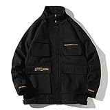 WJANYHN Herren Herbst- Und Wintertrend Von Multi-Pocket-Oberteilen Lose Einfache Jacken Herren Freizeitjack