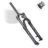 VPPV Mountain Bike Federgabel 26/27,5/29 Zoll Aluminiumlegierung 1-1/8 ” Ultraleichter Stoßdämpfer MTB Vordergabel Federweg 120 mm Schwarz (Farbe : Remote Lock A, Size : 26 inch)