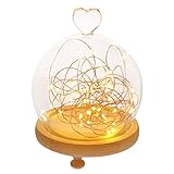 NC XIKUO Stablize Valentinstag Lichterkette Sternenlichterkette in Glaskuppel LED Zauberlicht Dekoratives Licht Herzlicht Kompatibel mit Liebhaber, 1 Stück Atmosp