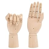 BELLE VOUS Flexible Linke & Rechte Holz Hand Modellfiguren Deko Hand (2er Pack) 18,5 cm Hand Deko- Bewegliches Holzhand Modell mit Fingergelenken zum Zeichnen, Skizzieren & Malen - Schmuckhalter H