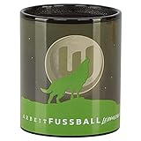VfL Wolfsburg Zaubertasse Tasse Magic Mug Schwarz-Grün WOLF / LOGO MOND 0,3 l Schriftzug: Arbeit Fussball L