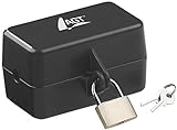 AGT Steckersafe: Abschließbare Stromstecker-Schutzbox mit Vorhängeschloss, 2 Schlüssel (Kabelbox)