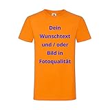 Männer T-Shirt Bedrucken - Text und Bild individuell auf Ihr T-Shirt Drucken Lassen | Personalisiert Farbe orange, Größe M