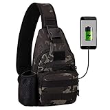 HUNTVP Taktisch Brusttasche Military Schultertasche mit Wasserflasche Halter Chest Sling Pack Molle Armee Crossbody Bag Militärisch Umhängetasche für Wandern Camping - Typ-2 C