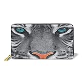 ClownFish Women's Brieftasche Tiger's Gaze Leder Purse Groß Kapazität Geldbörsen with Reißverschlusstasche Münzen Comp