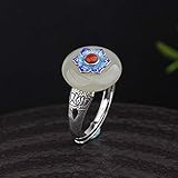 LOt S925 Sterling Silber Natürlichen Nephrit Offenen Ring Weiblich Glücksknoten Roter Achat Verbrannt Blau Buddhistische Zitate Transferrings925 silb