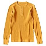 Heavy Khaki Pullover Shirt Waffel Henry Collar Langarm T-Shirt M