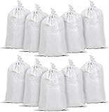 CRASHM 10 Stück Hochwasser Sandsäcke, PP Sandsack Feuerwehr Hochwassersäcke Sandsack, Silosack Sandsack weiß Hochwasserschutz Sandsack für Hochwasser Zum Befüllen (50 * 80cm)