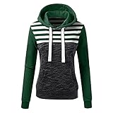 Wave166 Hoodie Damen Gestreiftes Kapuzensweatshirt Mit Patchwork-Print Pullover Mit Kapuze Damen Friends Ärmel-Streifen, Streifen Auf Der Brust,Alle Streifen Kapuzenp