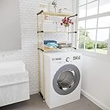 Waschmaschinenregal aus Holz verwendet für das Regal über der Toilette und Waschmaschine - Badezimmerregal mit 3 Ablagen - einfache Montage - BTH 68x28x152