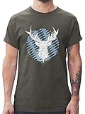 Kompatibel mit Oktoberfest Trachtenshirt Herren - Hirsch Bayern Rauten - XL - Dunkelgrau - T-Shirt - L190 - Tshirt Herren und Männer T-S