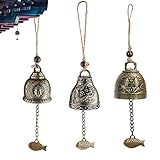 YSTJKD Feng Shui Glocke Buddhistische Glocke 3 Stücke Windspiel Bdekoration Glocke Chinesische Glocke Segen Chimes Vintage Windspiele Chinesische Antike Klangspiele Für Haus Garten Innen Und Auß