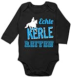 Sport Baby - Echte Kerle reiten - 12/18 Monate - Schwarz - Body Pferd - BZ30 - Baby Body Lang